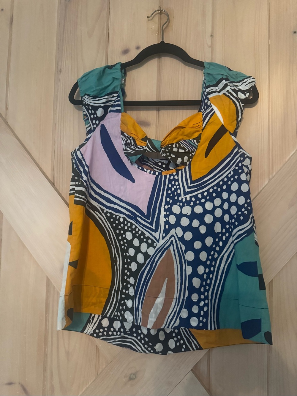Diane von Furstenberg Abstract Print Cotton Sleeveless Top Size 8